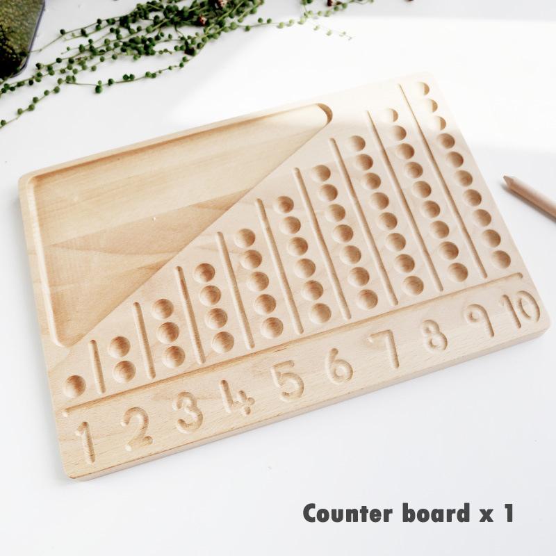 Wooden Montessori Materials Open Ended Learning Toys Number Sorter Tray Sensory Counting Tracing Board Math Beads Game For Kids