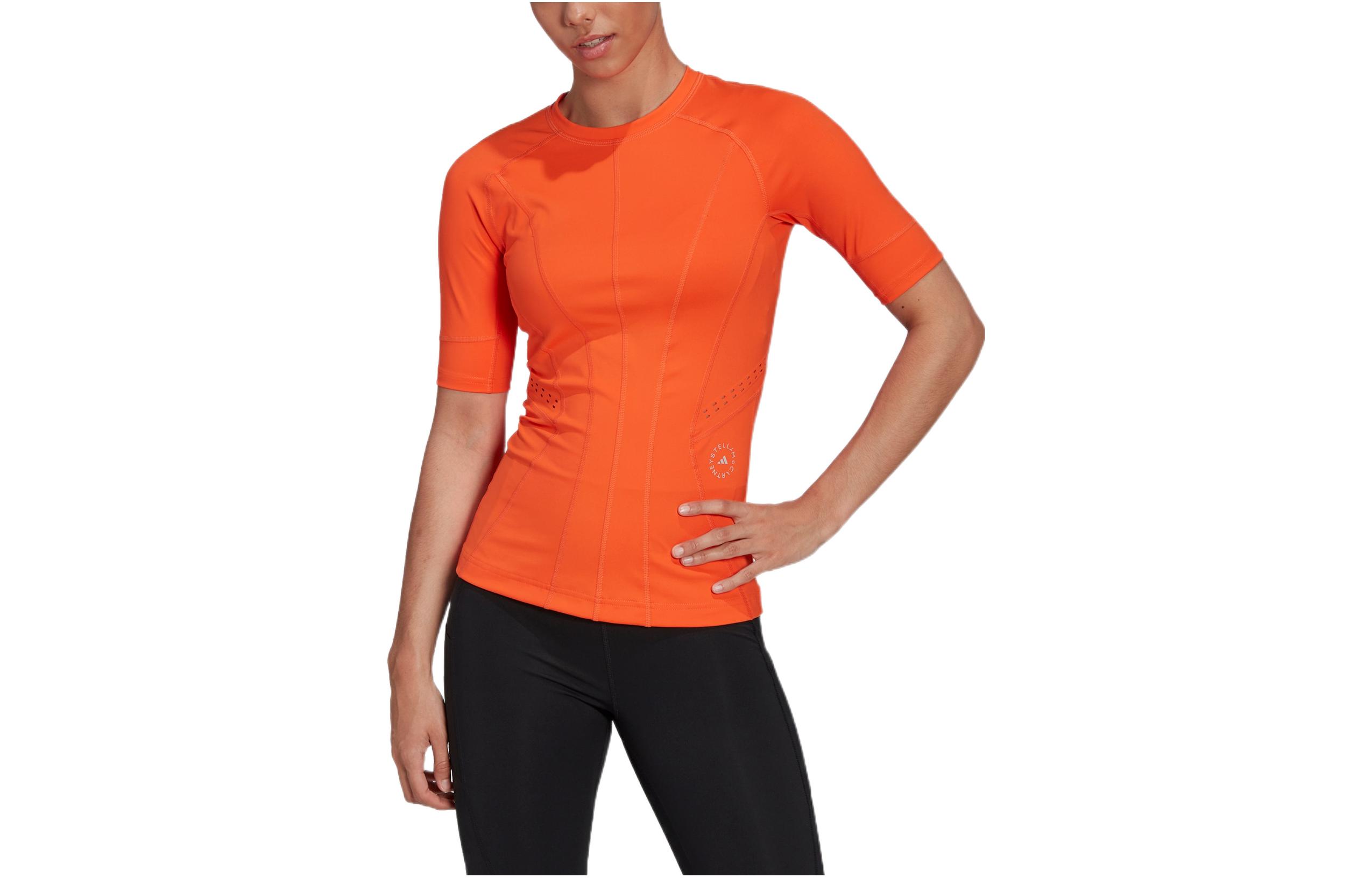 Adidas T Shirts Women s Half Impact Orange Crew Neck Moderate Straight Fit HI6151 S