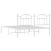 Metal Bed Frame with Headboard White 180x200 cm