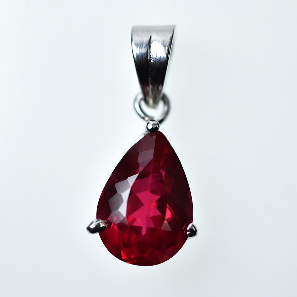Certified 14 CT Natural Red Ruby Loose Gemstone 925 Sterling Silver Pendant MY.PD-324-NS