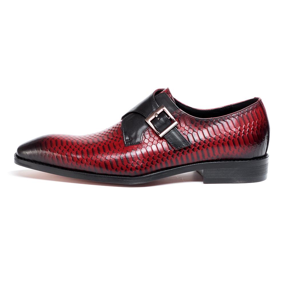 Men'S Shoes Large Size Business Dress Leather Shoes Snake Pattern Embossed Single Buckle One Pedal Groom Wedding Banquet Shoes