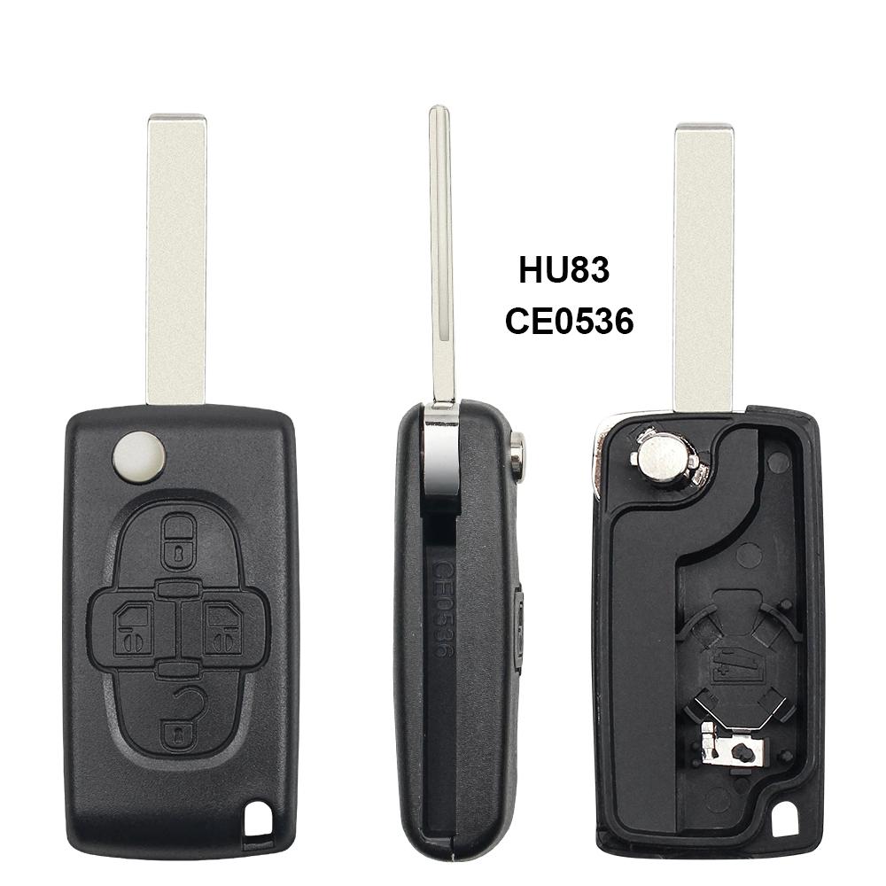 4 Buttons Flip Floding Remote Key Case Shell Fobs for Peugeot 307 308 408 1007 for Citroen C4 C5 C8 Triomphe Quatre Uncut Blade with Groove CE0523