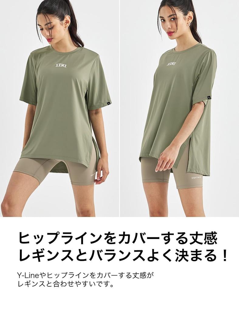 XEXYMIX Short Sleeve Yoga with Loose Size Ivory Women's T-Shirt (XWFST05H2) Slits, Fit, M,
