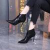 Short Shoes for Woman Women's Ankle Boots Very High Heels Footwear Pointed Toe Pink Suede Booties Heeled Sexy Chic and Elegant