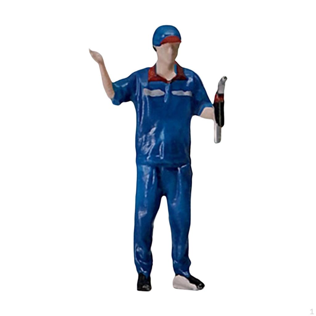 Hand Painted 1/64 Miniature Model Gas Station People Figures Diorama Accessories Scenario Children