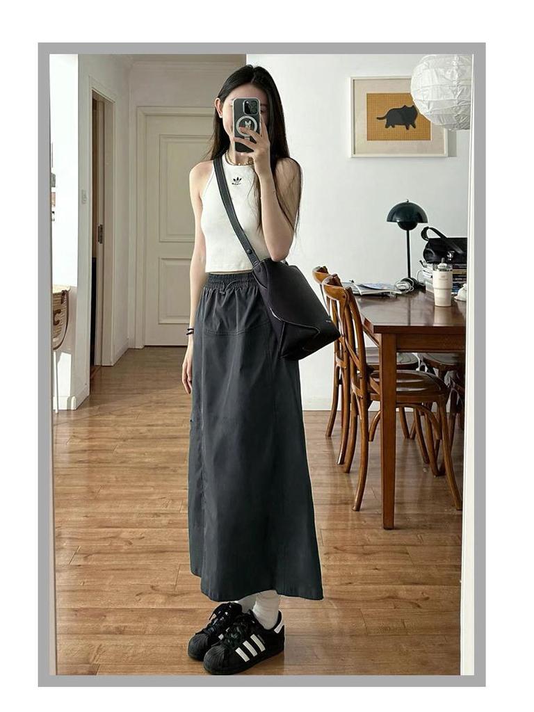 Women's Spring/Summer 2025 High-Waist Gray Bodycon Workwear Dress - Petite Mid-Length Style