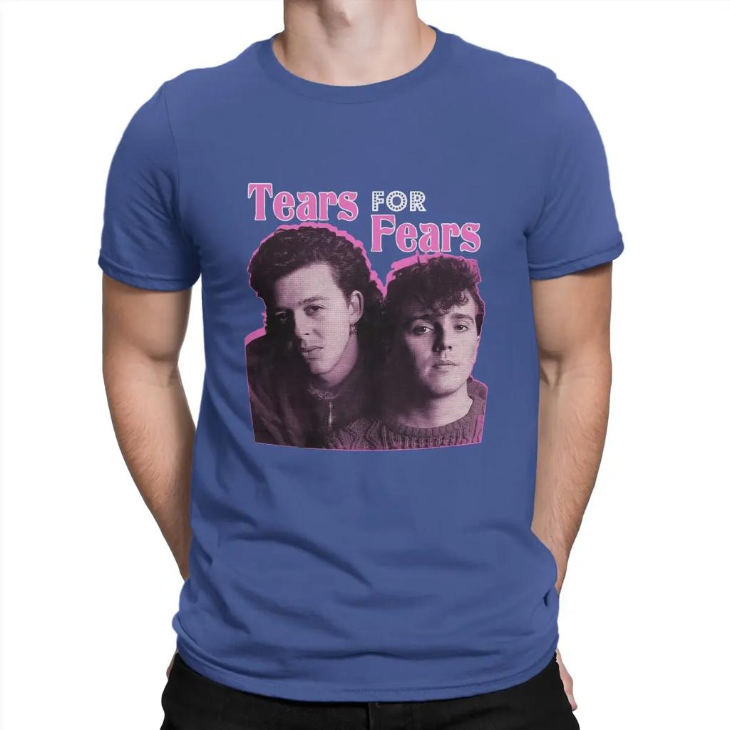 Men T-Shirts 1980s British New Wave Band Funny Cotton Tees Short Sleeve Tears For Fears T Shirts Crewneck Tops Original