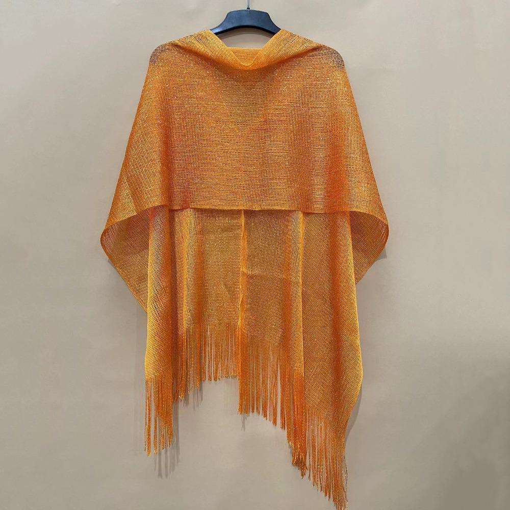 

Summer Sun Protection Scarf Gold Silver Tassels Wedding Scarf Temperament Elegant Beach Scarves for Women