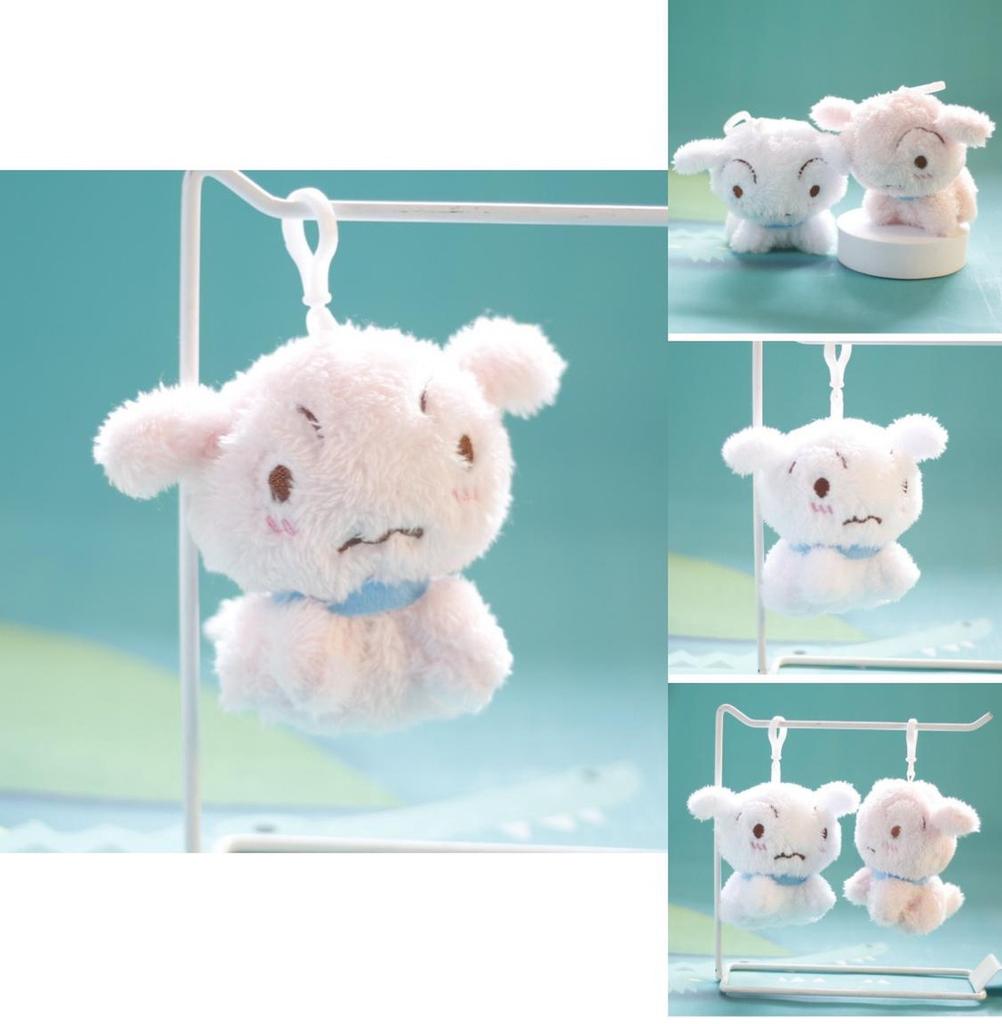 Cute Dog Plush Toy Keychain Bag Charm Pendant White/pink 12cm Height