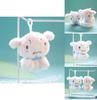 Cute Dog Plush Toy Keychain Bag Charm Pendant White/pink 12cm Height