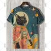 Summer Round Neck 3D Humour Cat Print Top Fashionable Casual Short Sleeved Men's T-shirts