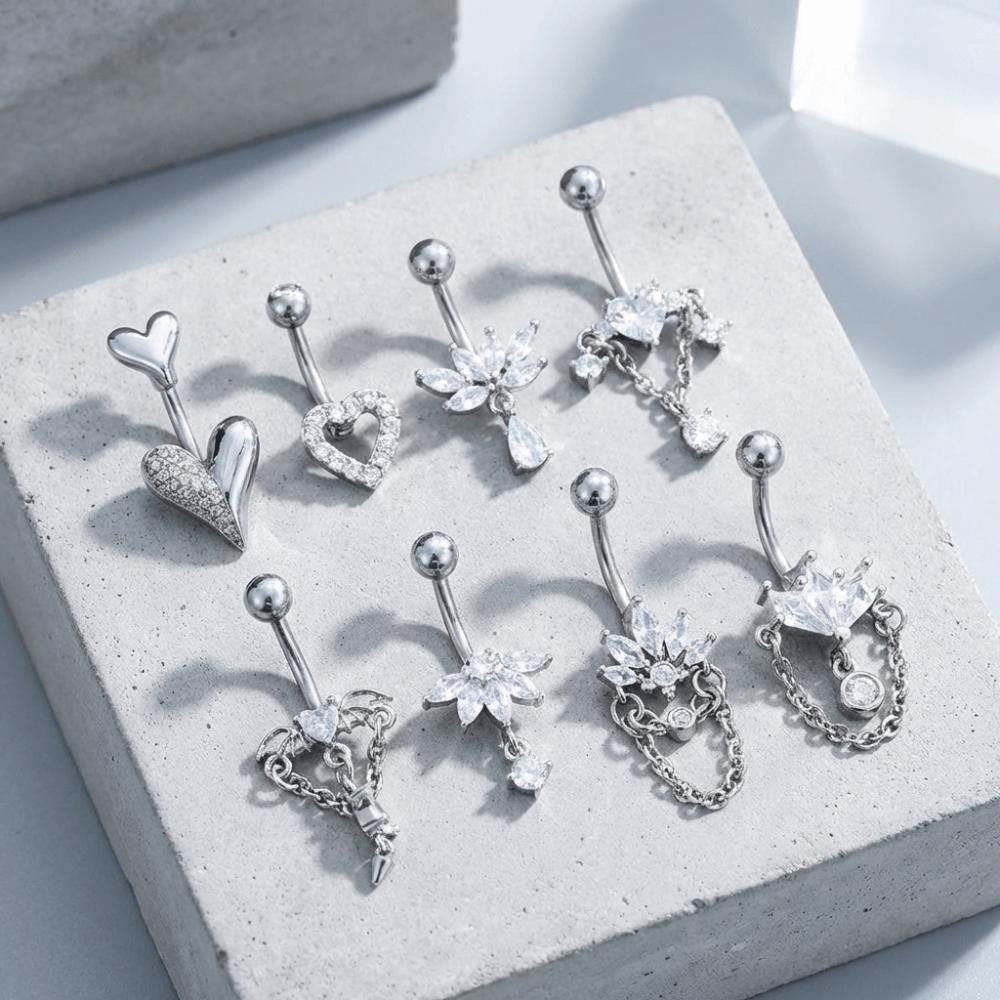 Elegant Crystal Ball Belly Button Rings Copper Shiny Body Jewelry New Gem Navel Piercing Men