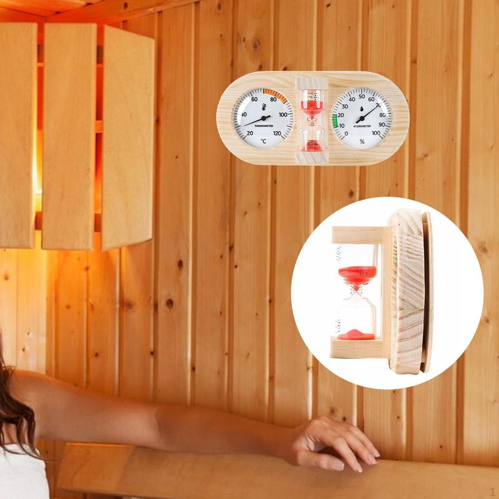 Sauna Thermometer Hygrometer and Timer 3 In 1 Hygrothermograph Temperature Humidity Gauge for SPA