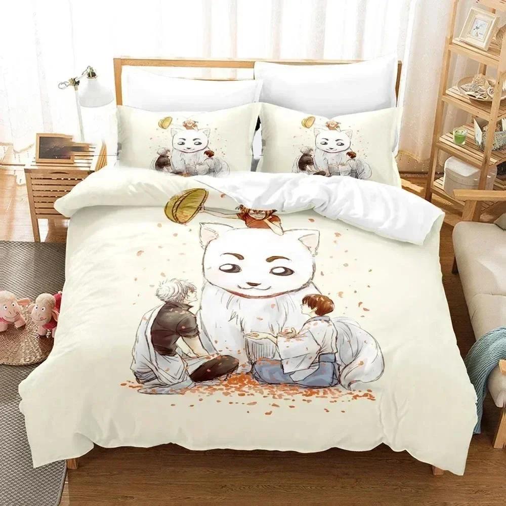 3D Gintama Bedding Set Anime Gintoki Sakata Bedding Set Printed With Pillowcase Duvet Cover Soft Queen King Size Bedclothes Home