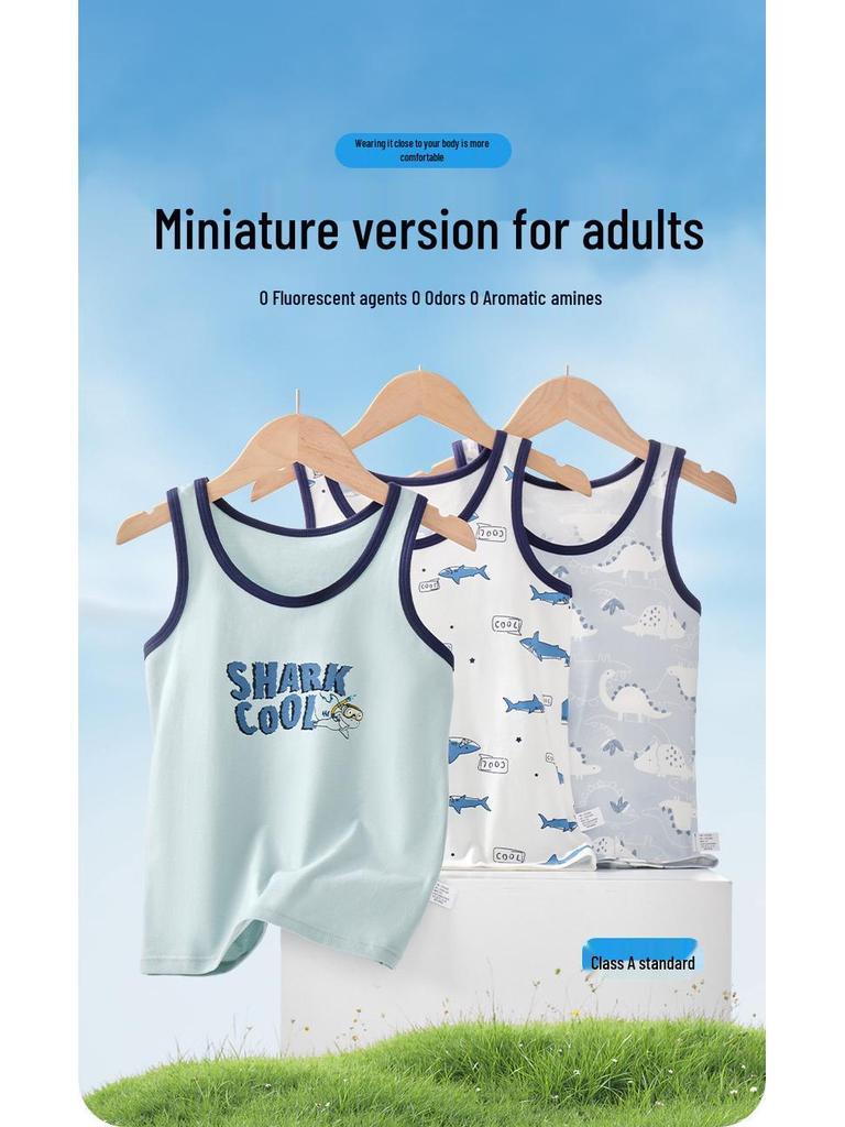 Clearance: Boys' Summer Cotton Sleeveless Base Layer Vest