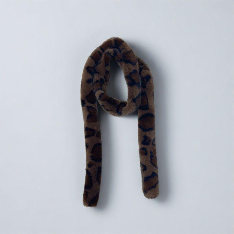 Narrow Korean-Style Women's Winter Leopard Snood: Fluffy Rex Rabbit Fur Imitation Scarf