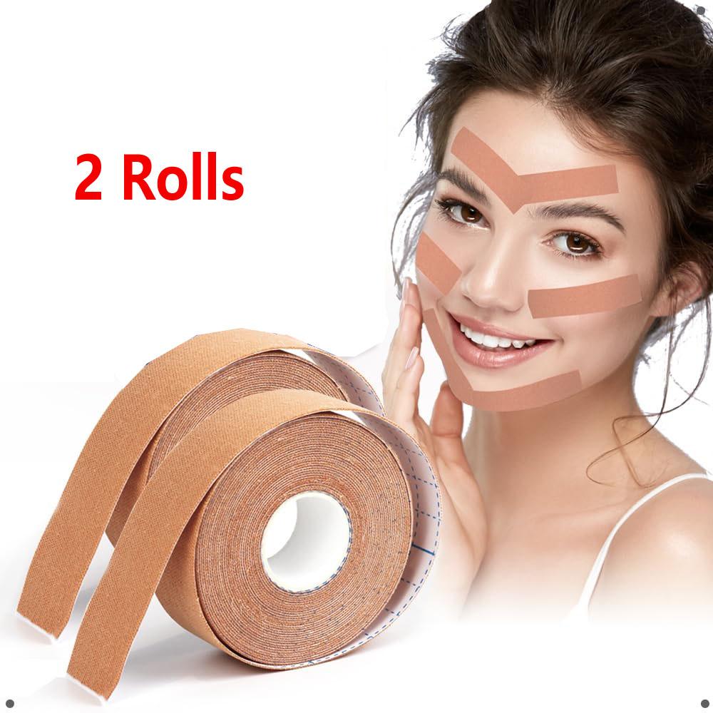 Durable And Safe 2 Rolls Facial Myofascial Lift Tape Face Lift Tape Face Toning Belts Anti Wrinkle Patches Anti Freeze Stickers Neck Lift Tape