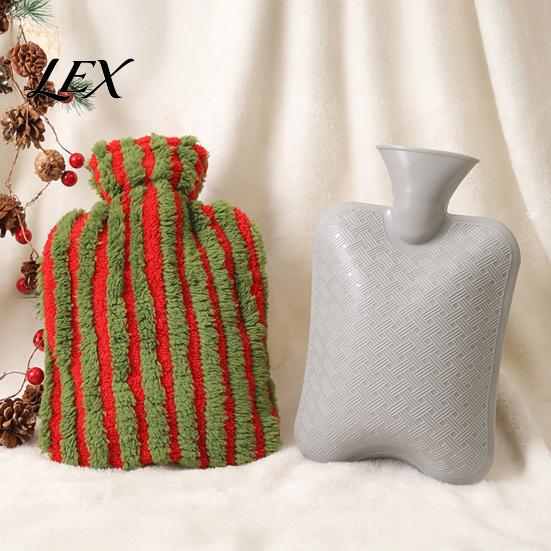 Portable Feet Warming Bag 500/1000/2000ML Christmas Hot Water Bottle, PVC with Plush Cover, Reusable Bottle Long Lasting Heat Retention, Winter