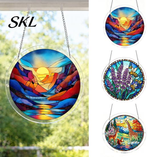 Home Decor Puzzle Gift Acrylic Suncatcher, Colorful Window Hanging, 7.48 Inch Sun Catcher Stained Glass Decoration Ornament, Ideal for Gifting