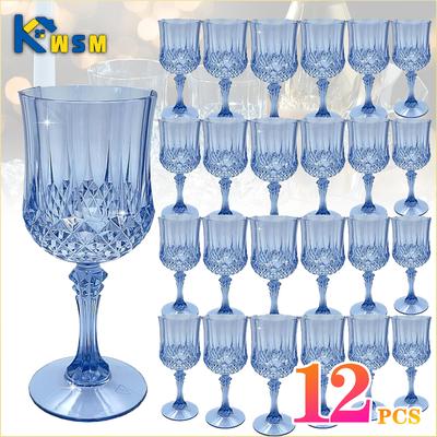 12 PIÈCES Flûtes à Champagne en Plastique Incassables Hautes Coupes à Vin Réutilisables Vaisselle pour Mariage Fête Pique-nique en Plein Air