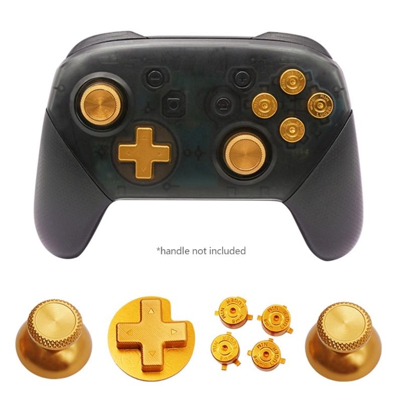 Metal Thumb Stick Keys for Switch Pro Controller Replacement ABXY Trigger Buttons Mushroom for Head with Tool