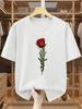 Men'S TShirt Skull Hand Holding Red Rose Print Casual Short Sleeve TShirt