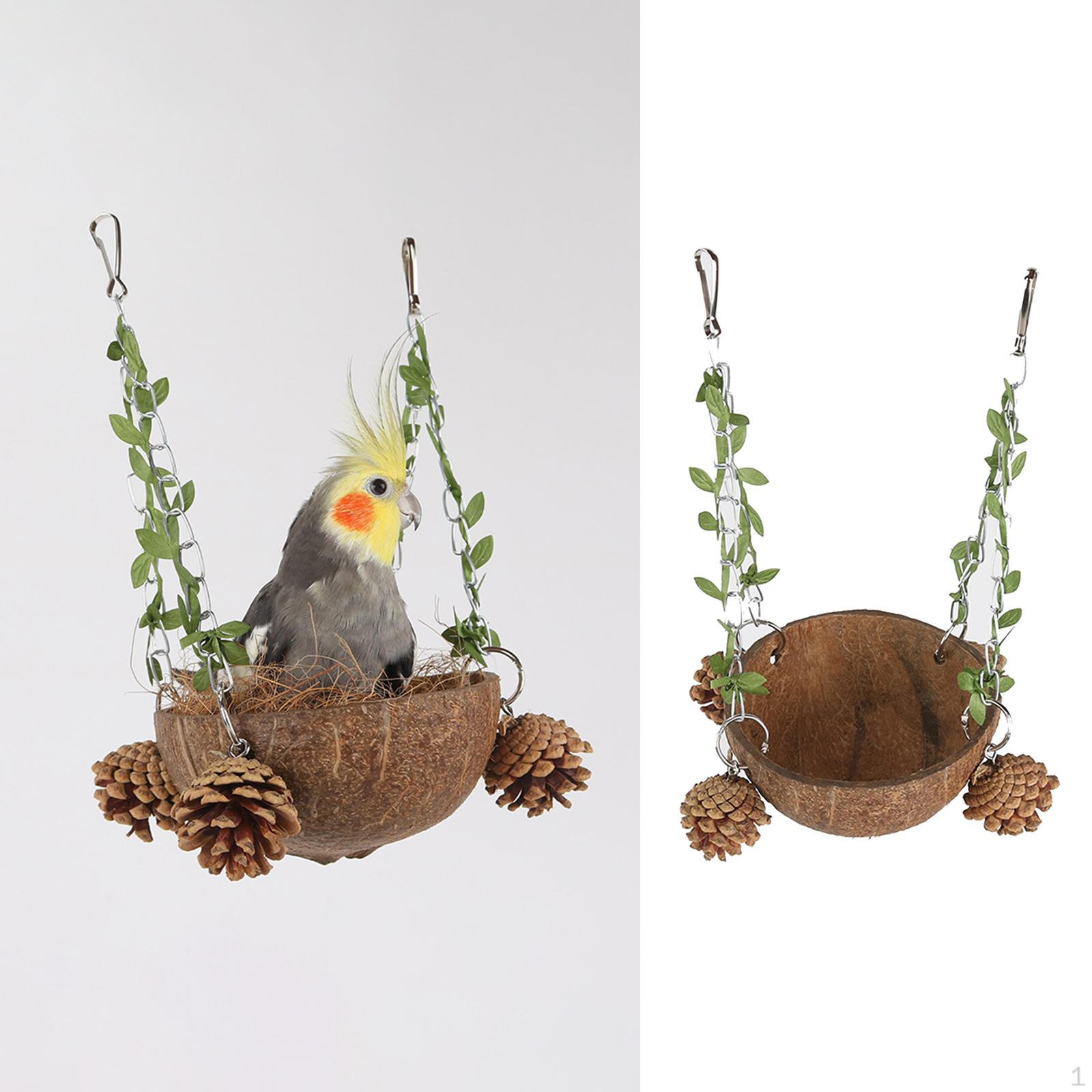 

Птичье гнездо из скорлупы кокоса, жевательная игрушка, клетка для волнистых попугайчиков, неразлучников, канареек