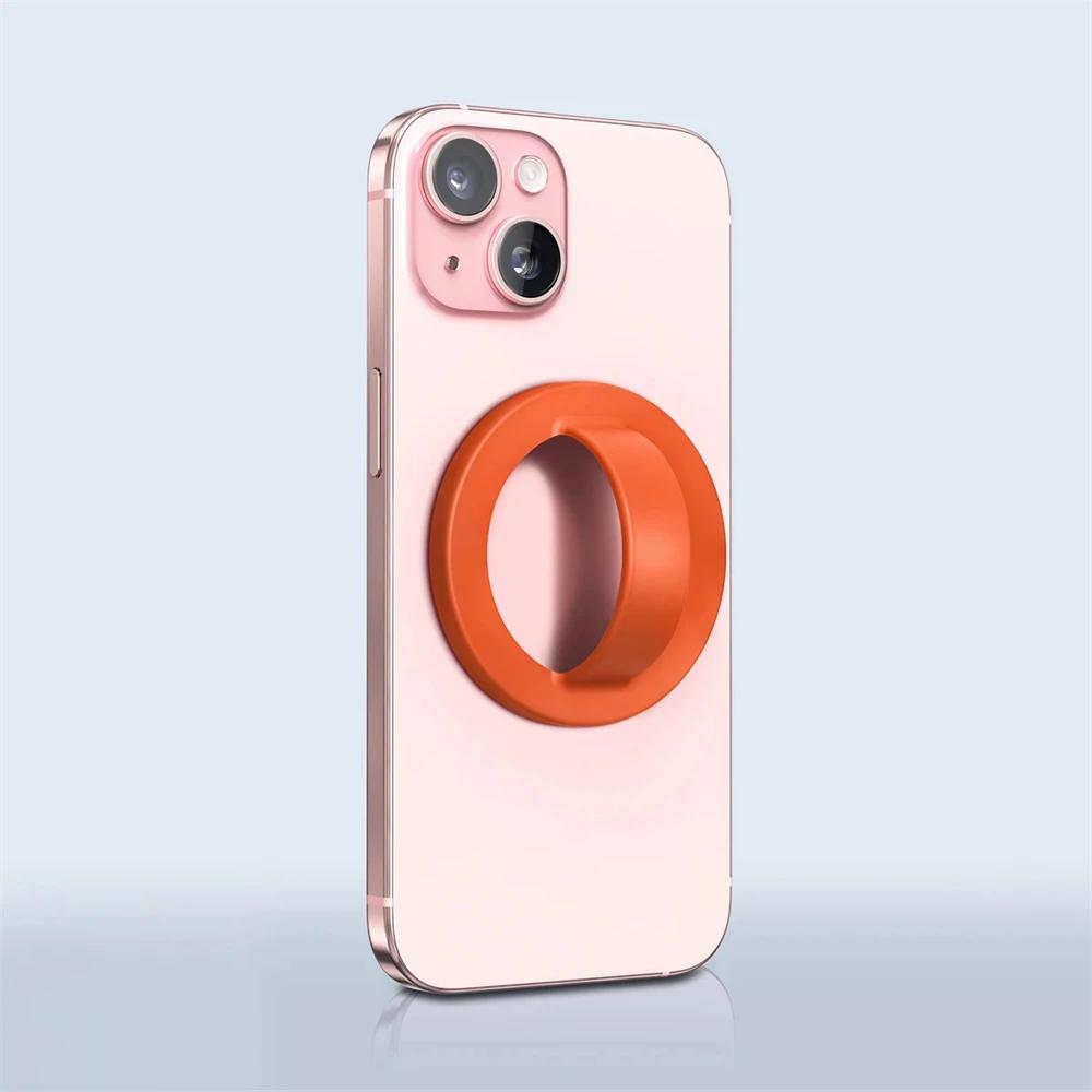 Strong Magnetic Liquid Silicone Comfortable Circular Grip Phone Holder For MagSafe Ring Shape Phone Accessories For iPhone 16