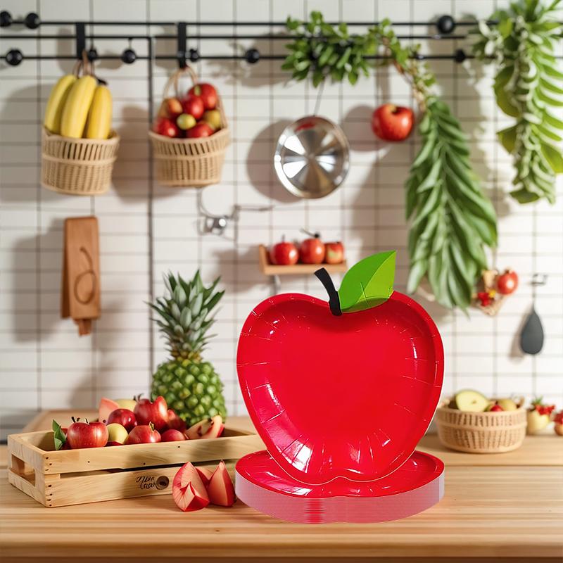 10PCS/Set Paper Plates Family Gatherings Party Supplies Funny Disposable Plates Portable Apple Shape Cute 16x18cm