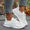 Fashion Women's Breathable Knit Sneakers Lightweight Casual White Running Shoes Woman Outdoor Comfortable Slip On Walking Shoes Big Size