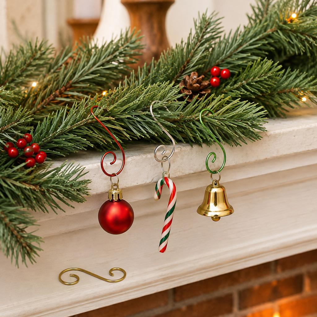 Wire S Hooks 10 Pack for Hanging Ornaments, Holiday Decorations, Christmas Tree, Wreath