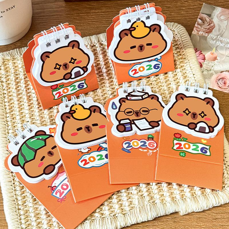2026 Mini Capybara Desk Calendar Pocket Portable Daily  Calendar Planner Desktop Decoration Office Stationery