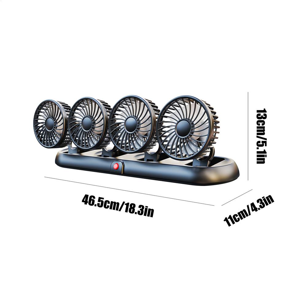 Car 4 Head Fan Desktop 3 Speed Car Cooling Four Head Fan Multipurpose Quiet Electric Air Circulator with Strong Wind for Car