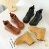 Kids Boys Boots Fashion Color PU Leather Shoes Autumn Winter For Children Boots Black Brown