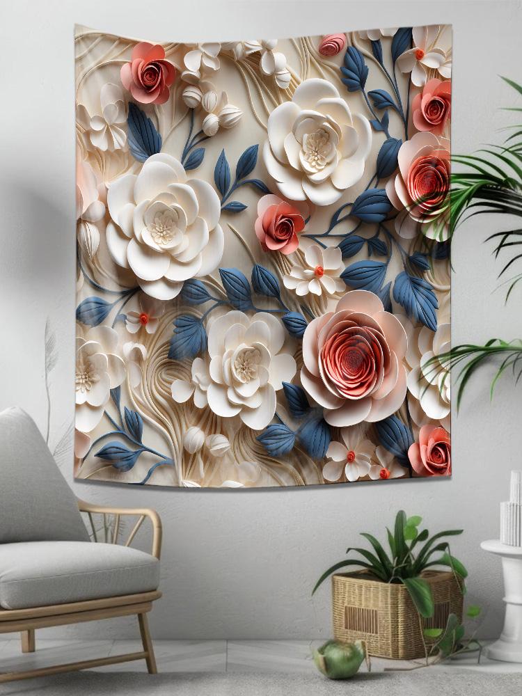 Elegant 3D Floral Tapestry Modern Wall Art Decor for Living Room Bedroom Enhance Home Aesthetics