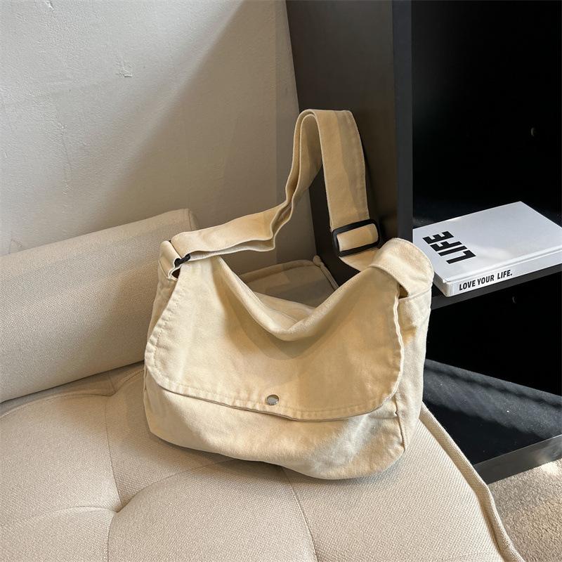 Japanese casual canvas bag crossbody bag men's and women's vintage simple shoulder bag student backpack class bag men's shoulder bag