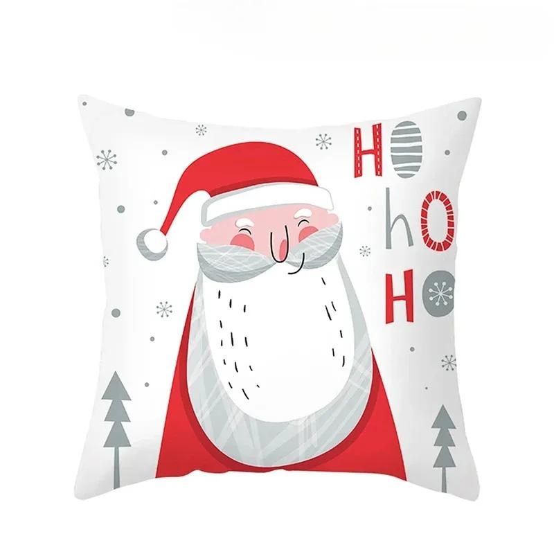 1 Piece Of Christmas Decoration Pillowcase Cartoon Santa Claus Snowman Pattern Sofa Cushion Suite Room Home Decoration Gift