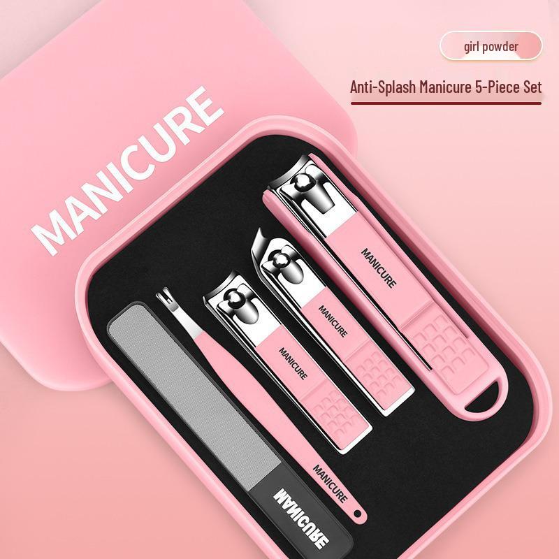 Portable 6-Piece Nail Clipper Set with Anti-Splash Design and Nail Decoration Tools