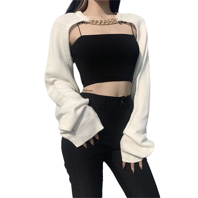 Elegant Beautiful Export European and American Women's Clothing Fall New Arrival Long Sleeves Fashion Chain Sexy Cutout Blouse Knitwear