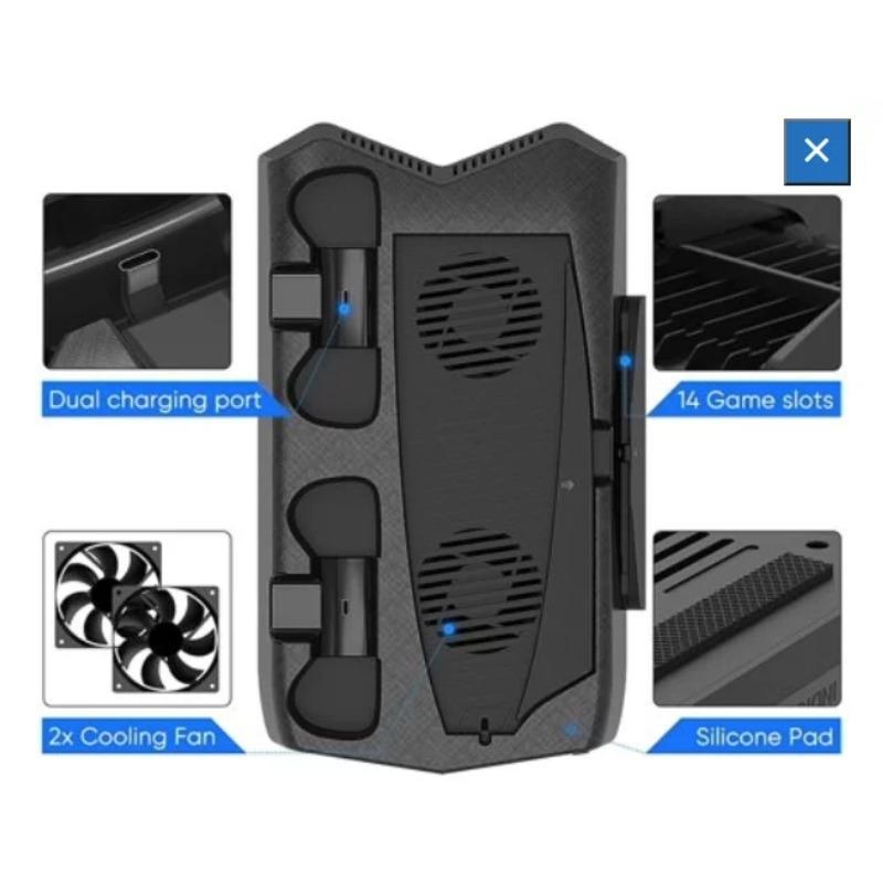 PS5 Cooling Fan, PS5 Cooler, Vertical Stand for Playstation5 Digital Edition & Ultra HD Game Console with Dual Charger Indicator USB Ports for PS5