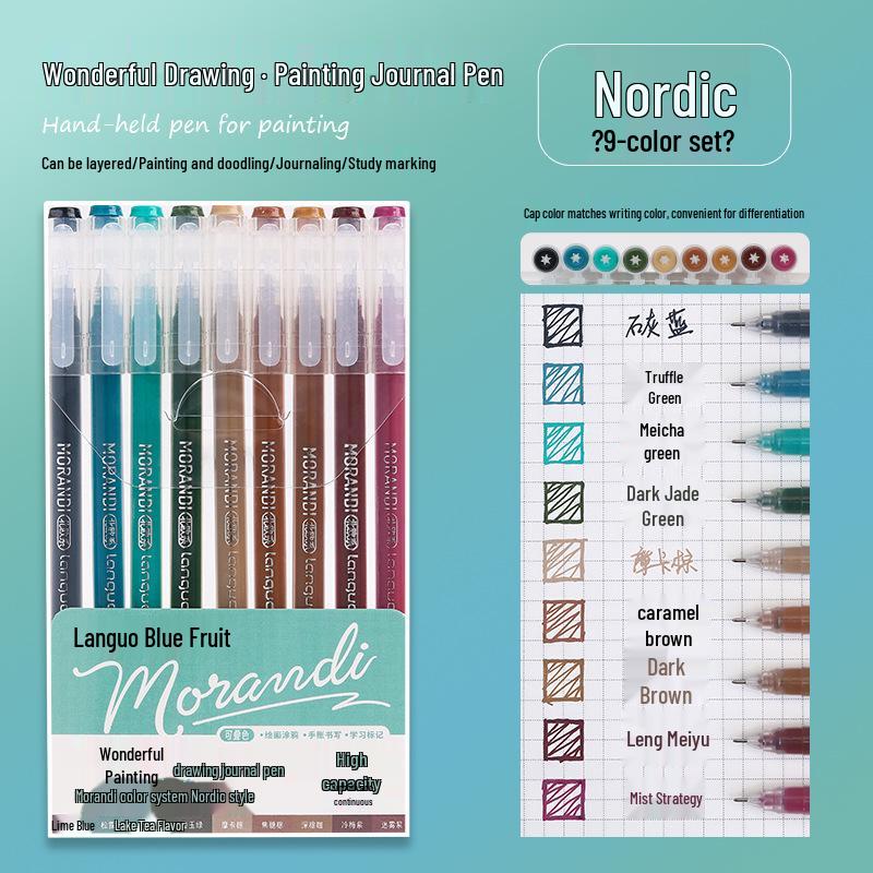 Blueguo Morandi Highlighter Pen Set: 135-Color Journal & Drawing Markers