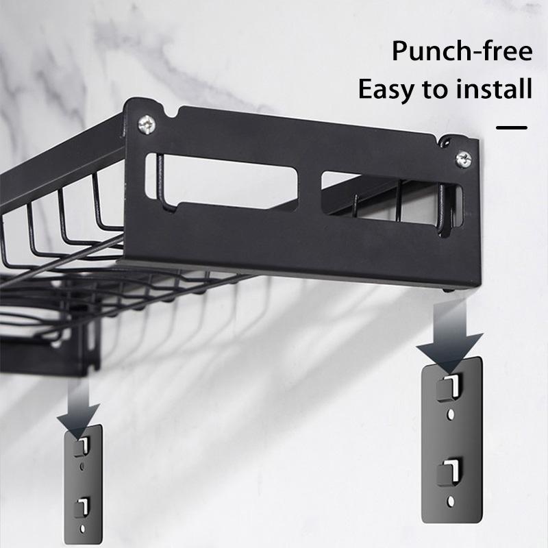 Dish Rack Wall Mounted Modern Kitchen Multifunctional Shelf Bowl Plate Drying Hanging Rack Chopsticks Fork Storage Shelves