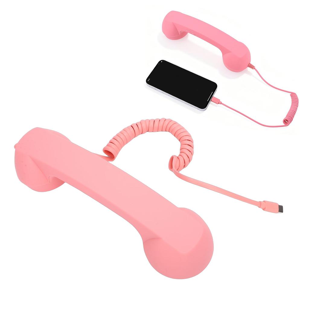 Retro Phone Handset Type C Wired Telephone Handset Handheld Receiver with Mic and Spker for Conference Call