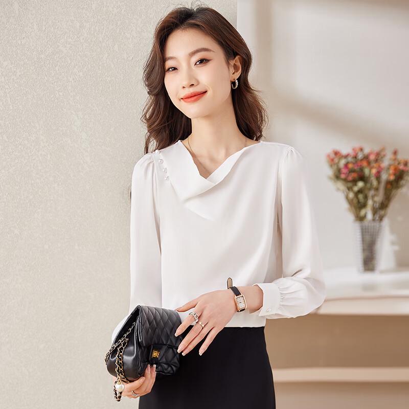 Women's Elegant V-Neck Long Sleeve Chiffon Blouse