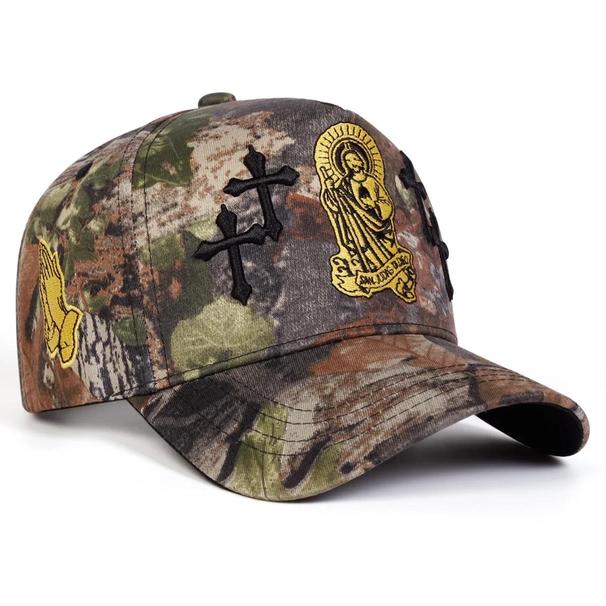 Unisex Kruis Borduurwerk Baseballpetten Lente Herfst Buiten Verstelbaar Casual Petten Zonbescherming Pet Sportpet camouflage