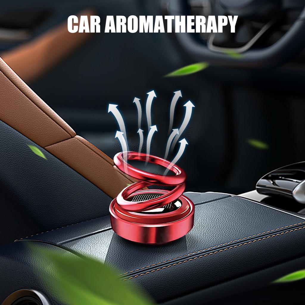 Auto-Aromatherapie, Auto-Solarenergie, rotierender Lufterfrischer, Doppelring, Innendekoration, Zubehör, Diffusor für Auto und Zuhause