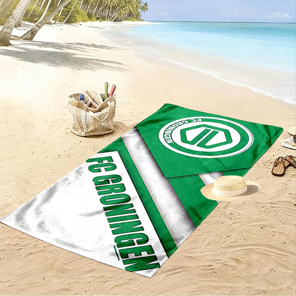 Large Beach Towel with FC Groningen Dutch Football Crest, Quick Dry Microfiber, Soft and Durable, for Beach Pool Travel