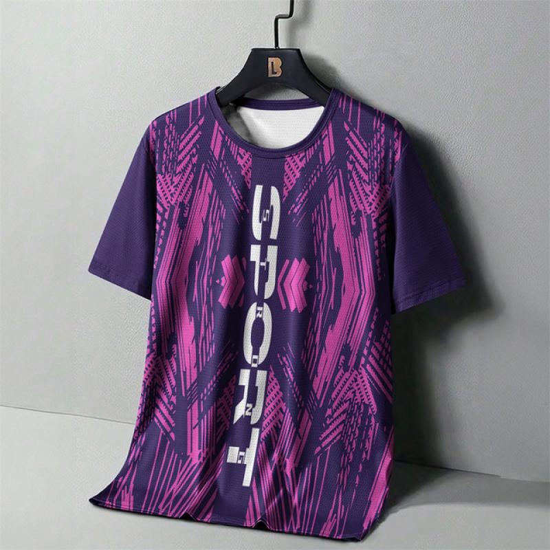 Men's Running T-Shirt 3d Print Oversized Short Sleeved Top High Elasticity Sports Shirt Summer Quick Dry Fitness T-Shirt For Men