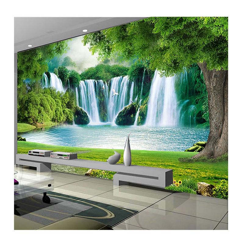 

Пользовательский размер 3d обои водопад луг зеленый пейзаж фреска гостиная спальня фон украшение