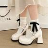 Plateau Dicke Hohe Absätze Damen Mary Jane Schuhe Mode Party Kleidschuhe Damen Outdoor Leder Pumps
